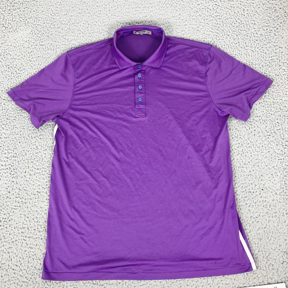 G/FORE Polo Shirt Mens XL‎ Purple Stripe Golf Performance Short Sleeve Top